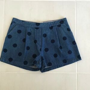 Band of Outsiders Denim Polka Dot High Waist Shorts